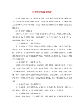 财务审计实习计划范文 