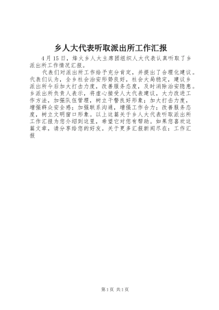 乡人大代表听取派出所工作汇报