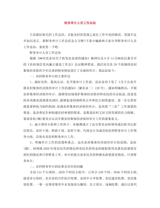 财务审计人员工作总结 