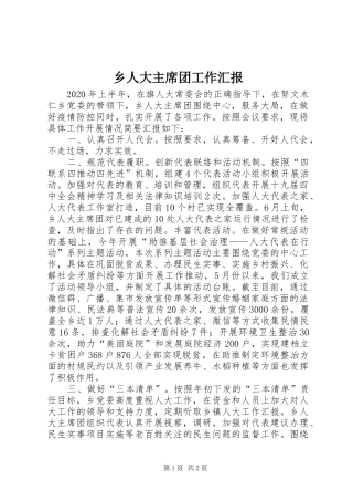 乡人大主席团工作汇报