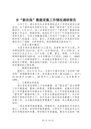 乡“新农保”数据采集工作情况调研报告