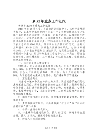 乡XX年重点工作汇报