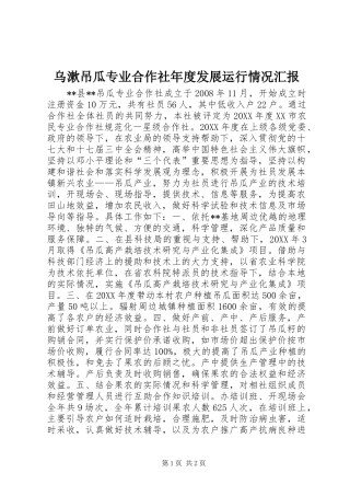 乌漱吊瓜专业合作社年度发展运行情况汇报