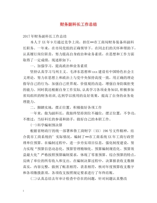 财务副科长工作总结2 