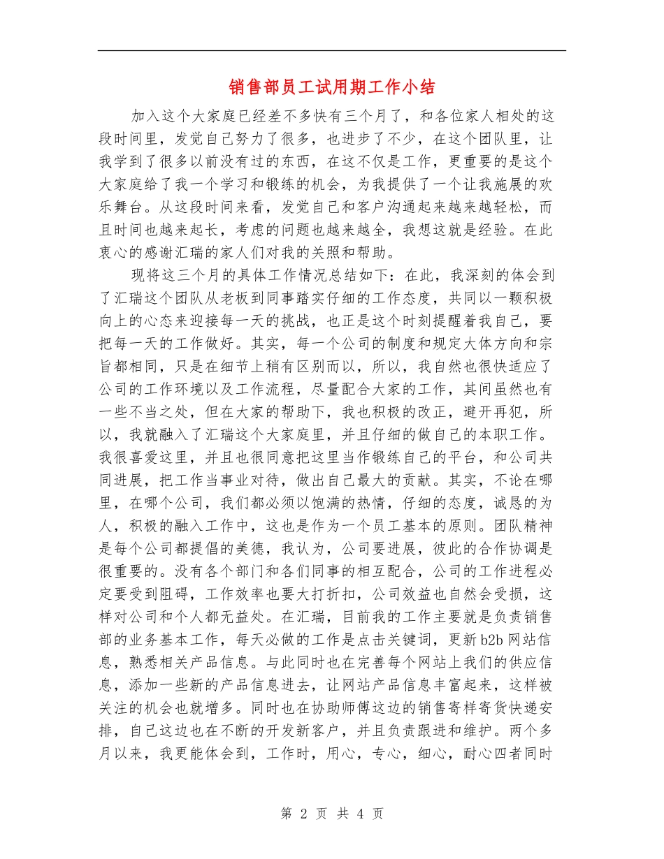 销售部员工试用期工作小结_第2页