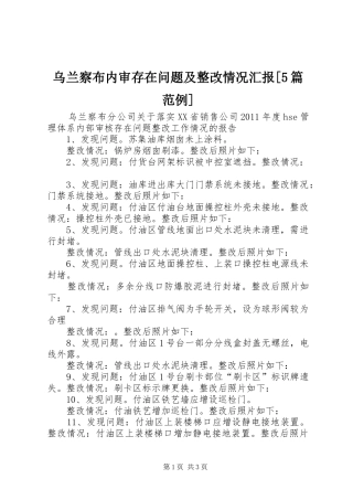 乌兰察布内审存在问题及整改情况汇报[5篇范例]