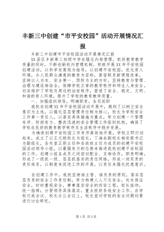 丰新三中创建“市平安校园”活动开展情况汇报