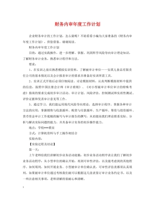 财务内审年度工作计划 