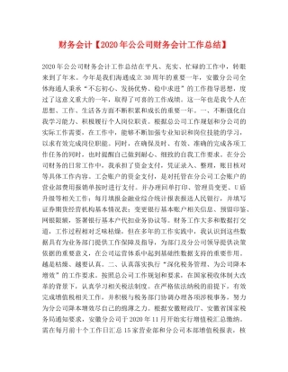 财务会计【2020年公公司财务会计工作总结】 
