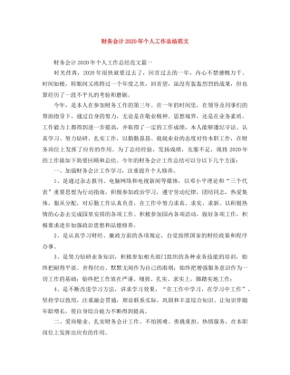 财务会计2020年个人工作总结范文 