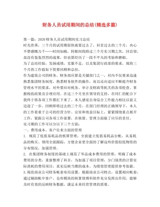 财务人员试用期间的总结(精选多篇) 