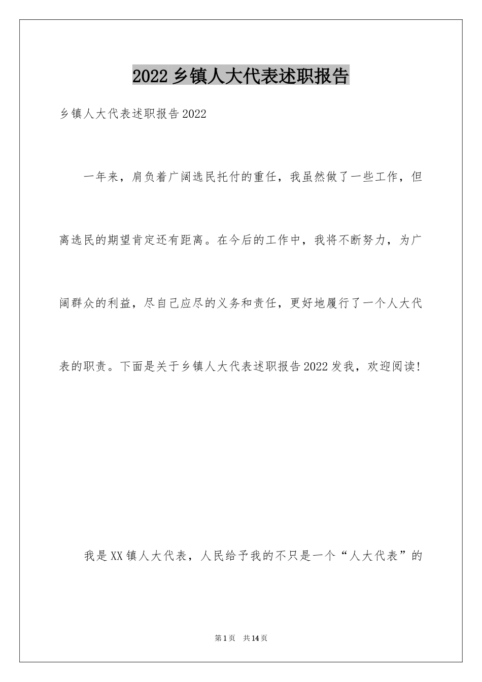 2024乡镇人大代表述职报告_第1页