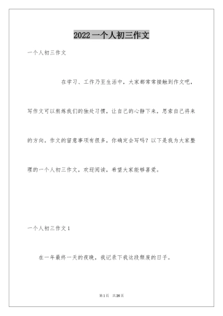 2024一个人初三作文_1