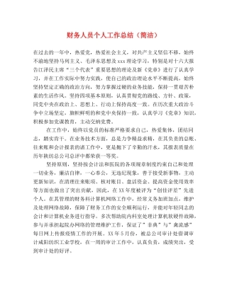 财务人员个人工作总结（简洁） 