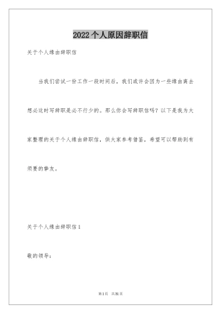 2024个人原因辞职信_119