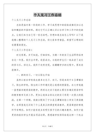 个人见习工作参考总结