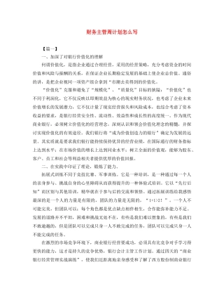 财务主管周计划怎么写 