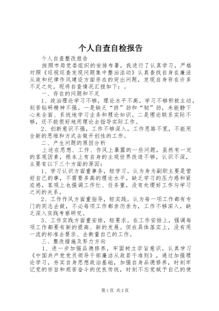 个人自查自检报告