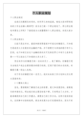个人职业规划
