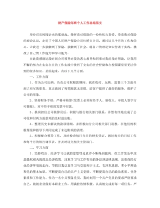 财产保险年终个人工作总结范文 