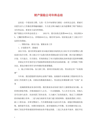财产保险公司年终总结 