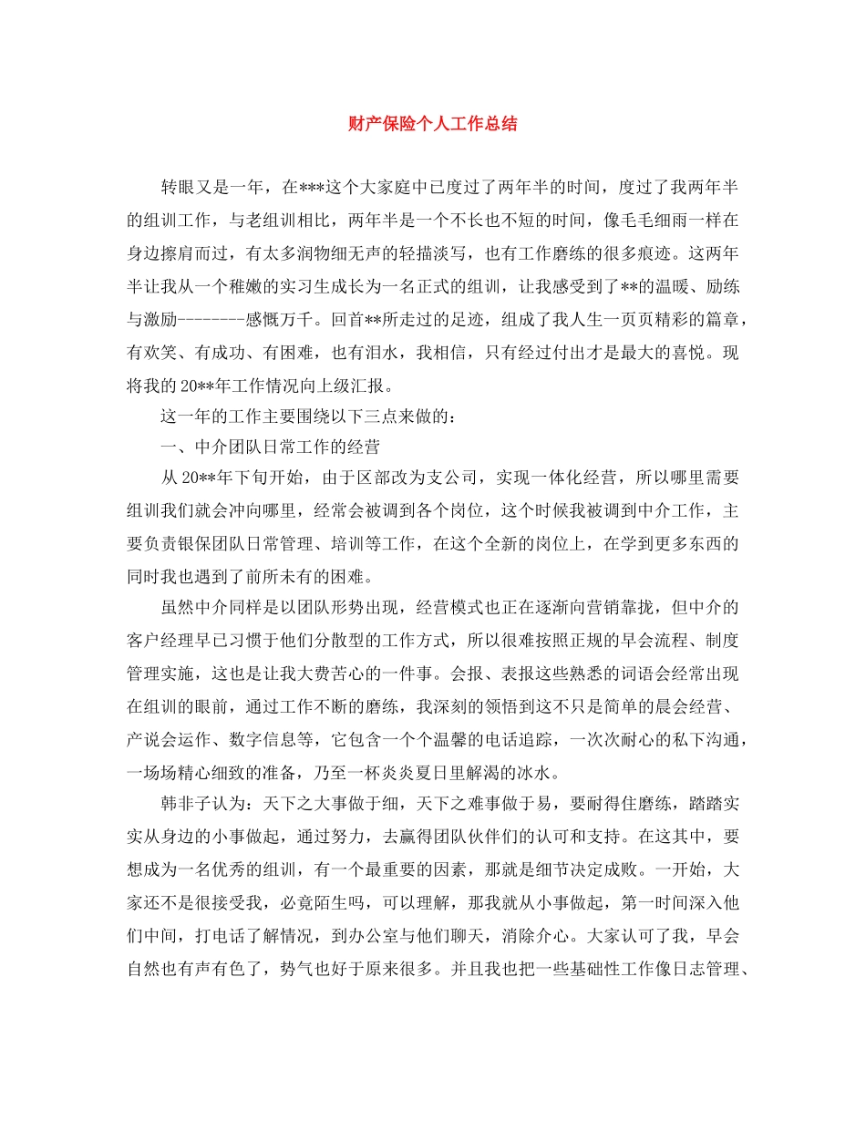 财产保险个人工作总结 _第1页