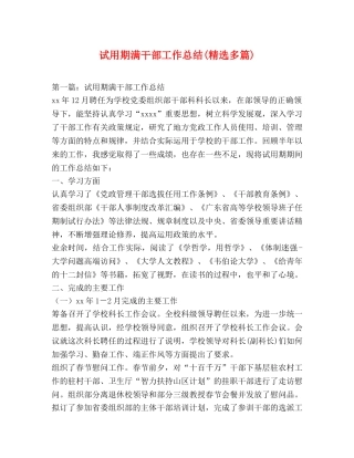 试用期满干部工作总结(精选多篇) 