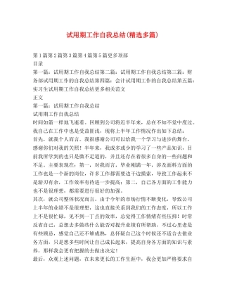 试用期工作自我总结(精选多篇) 