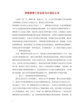 网络销售工作总结与计划怎么写 