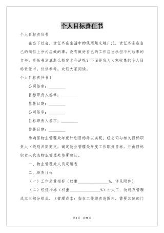 个人目标责任书