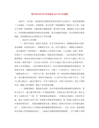 统计局2020年工作总结及2021年工作思路 