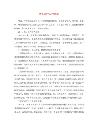 统计工作个人年度总结 