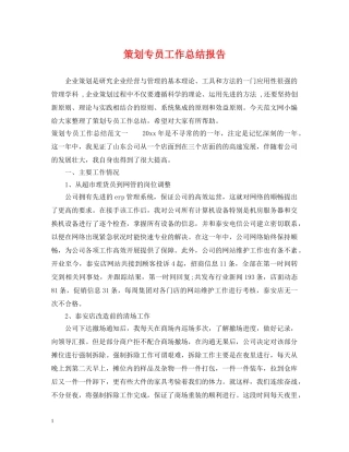 策划专员工作总结报告 