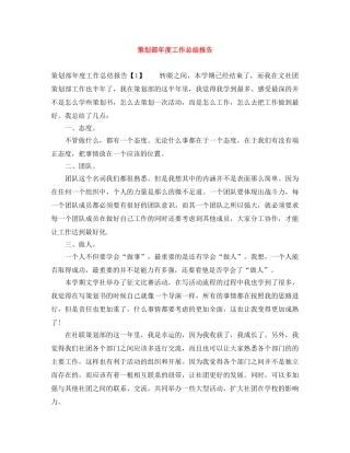 策划部年度工作总结报告 
