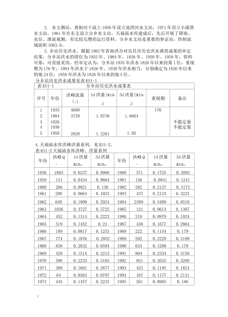 工程水文及水利计算课程设计-天福庙水库防洪复核计算_第2页