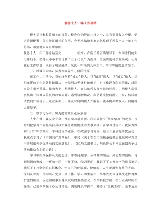 税务个人一年工作总结 