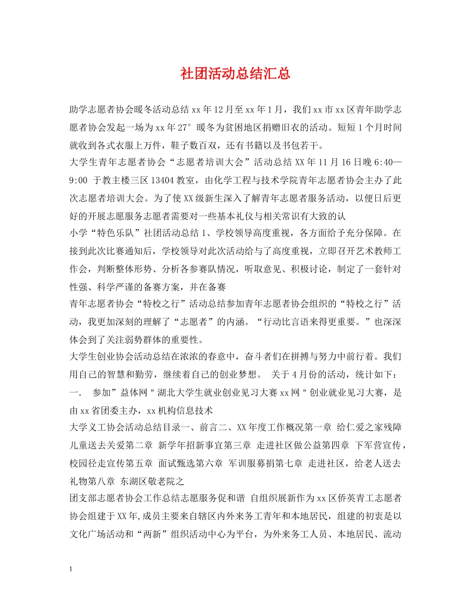 社团活动总结汇总 _第1页