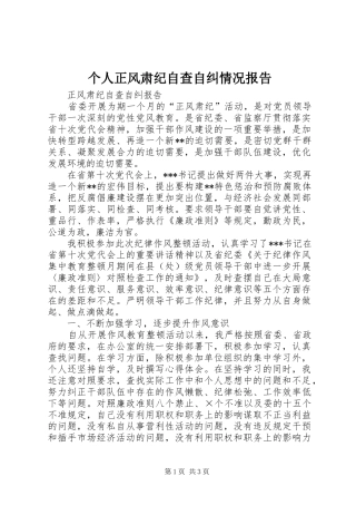 个人正风肃纪自查自纠情况报告