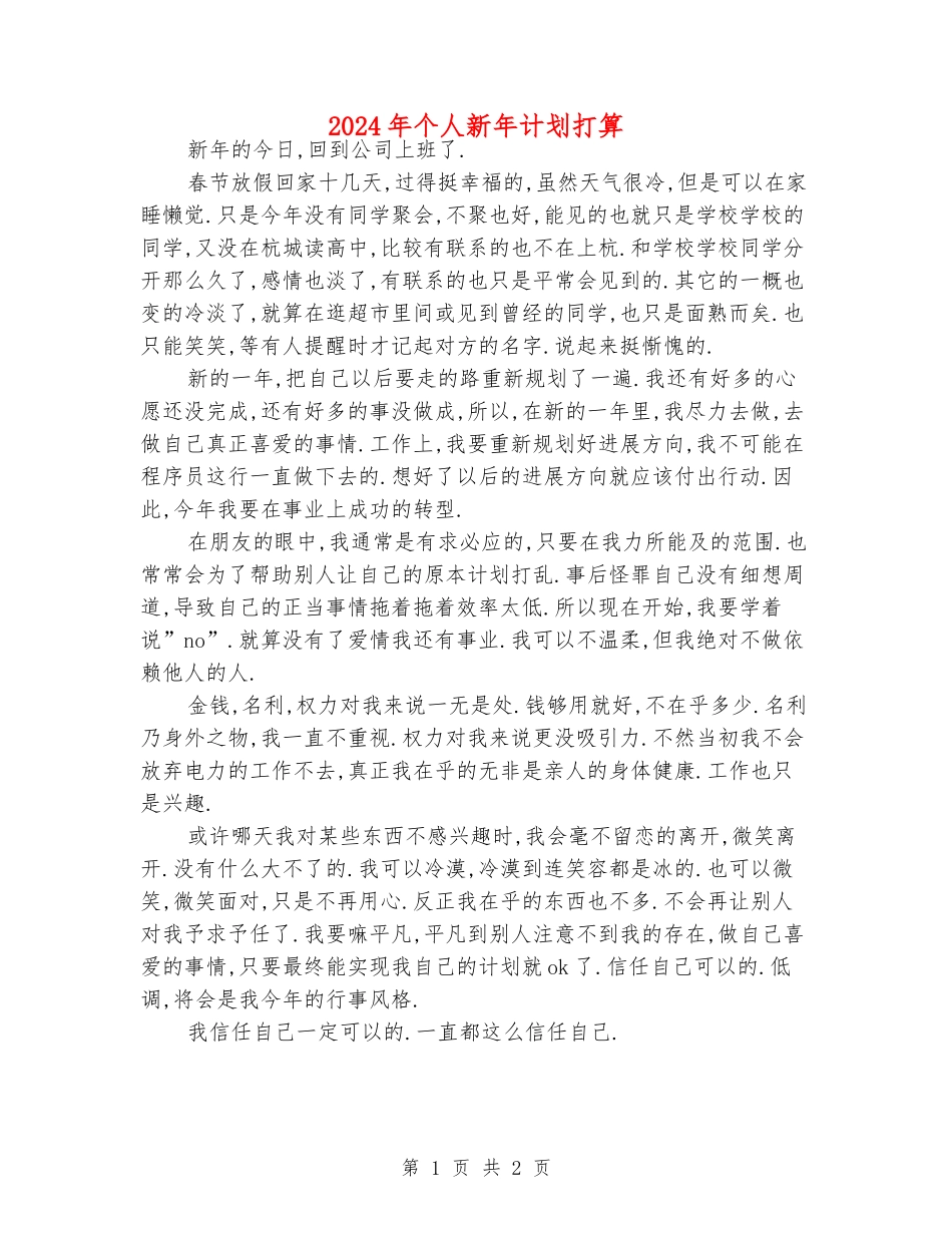 2024年个人新年计划打算_第1页