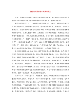 测绘公司简介怎么写参考范文 