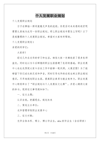 个人发展职业规划