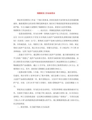 残联财务工作总结范本 