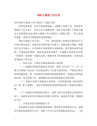 残疾人康复工作计划 