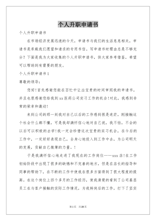 个人升职申请书