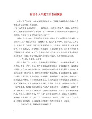 村官个人年度工作总结模板 