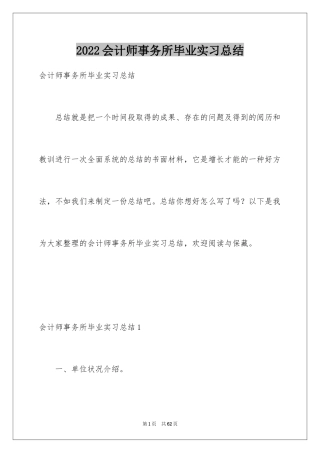 2024会计师事务所毕业实习总结