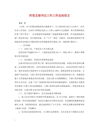 村党支部书记三年工作总结范文 