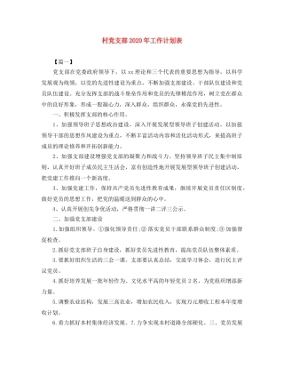 村党支部2020年工作计划表 