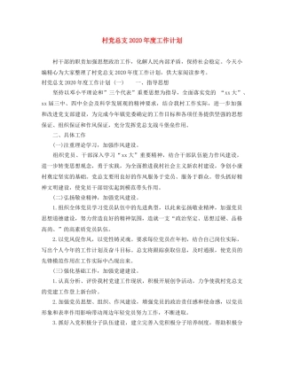 村党总支2020年度工作计划 