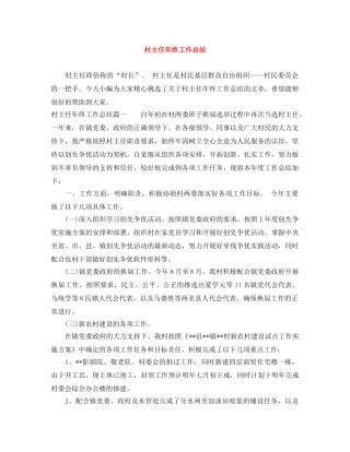 村主任年终工作总结 
